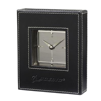 Custom Metropolitan Leather Desk Clock