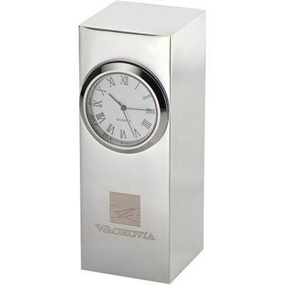 Custom Radiance Silver Plated Column Clock