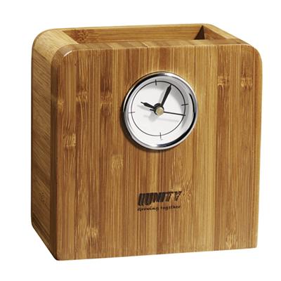 Custom Bamboo Pen Cup Clock